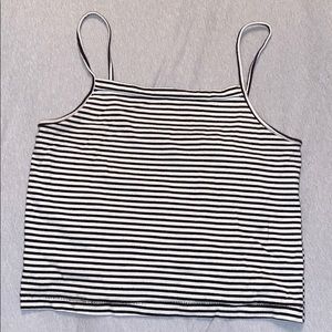 Black and white striped crop